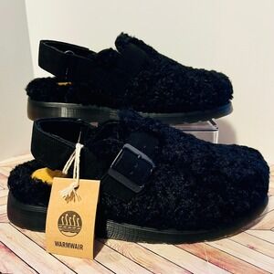 Dr Martens Jorge II Suede & Borg Mules Black Shaggy Fur M 7 L 8 Warmwair Cozy